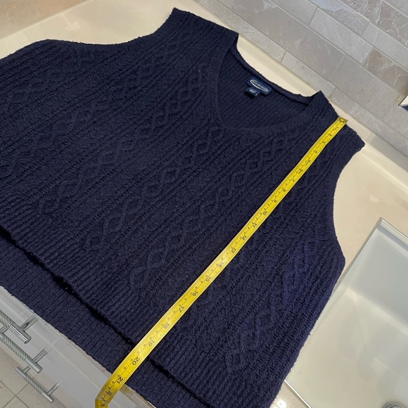 Navy V-Neck Cable Knit Sweater Vest - Picture 8 of 8